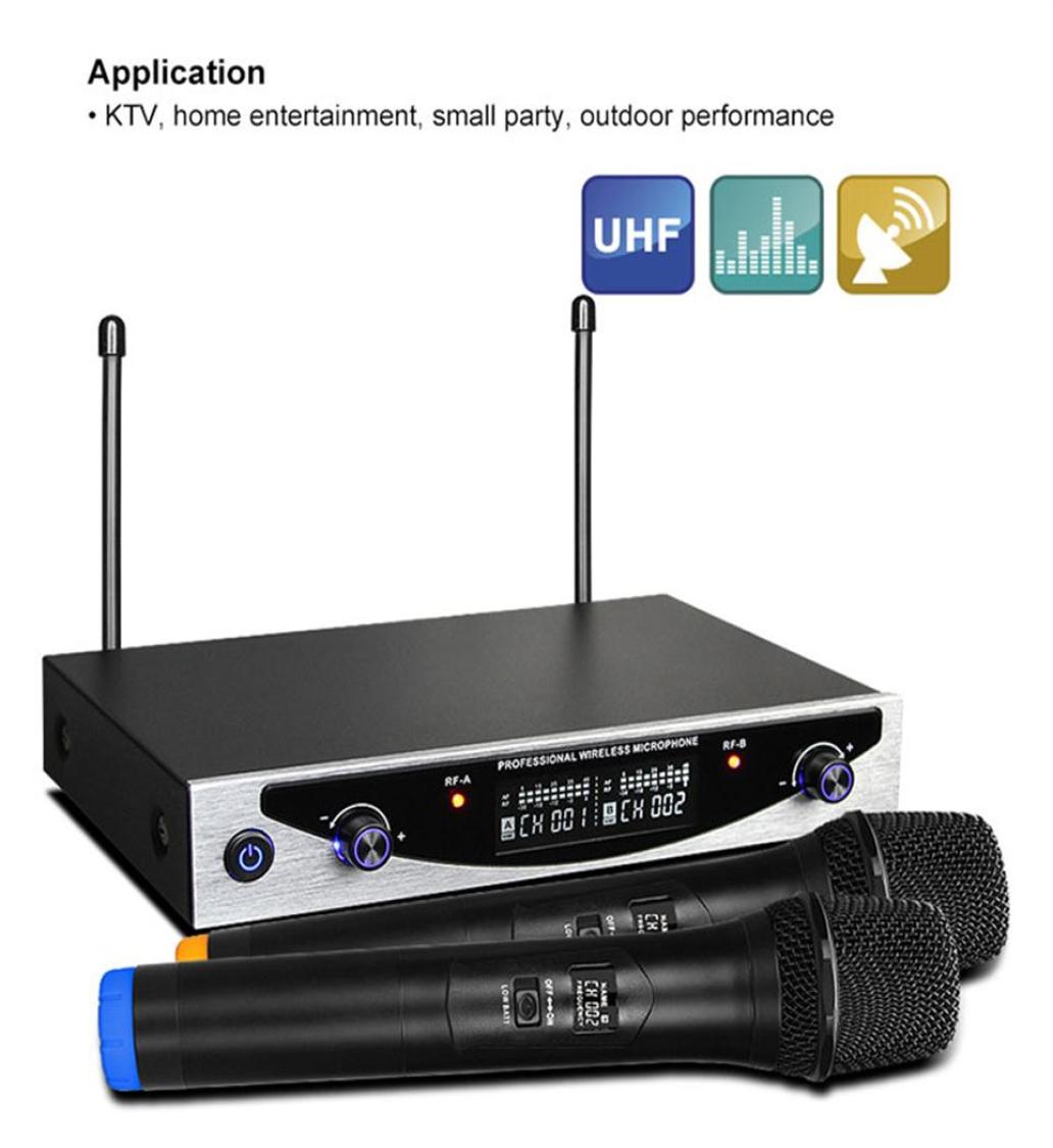 MU899 UHF Dual Handheld Wireless Microphone Karaoke KTV Microphone Speaker Microfono Smartphone Portable Computer Mic PA Theater