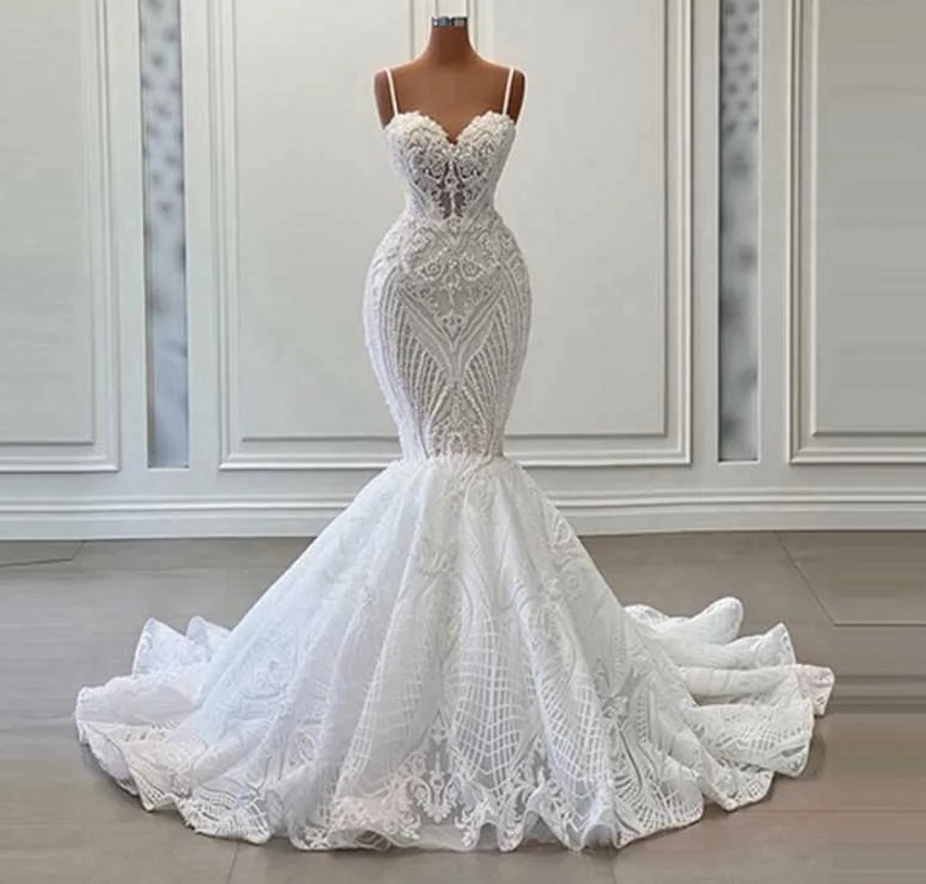 Luxury Mermaid Wedding Dress 2023 Beading Pearls Spaghetti Strap Appliques Lace Bridal Formal Gowns Sexy Vestidos De Noiva, White
Luxury Mermaid Wedding Dress 2023 Beading Pearls Spaghetti Strap Appliques Lace Bridal Formal Gowns Sexy Vestidos De Noiva, White