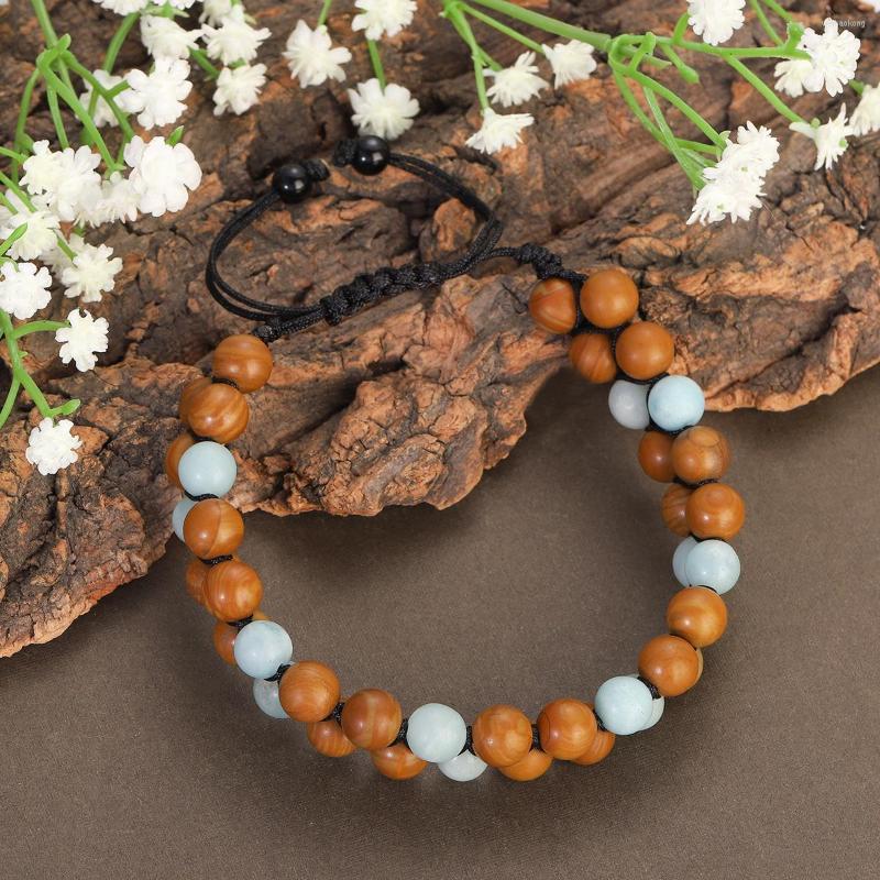 Strand Fashion Men Double Layer Blue Wooden Bead Bracelet Natural Stone Adjustable Yoga Handmade Beaded And Women Bangles
Strand Fashion Men Double Layer Blue Wooden Bead Bracelet Natural Stone Adjustable Yoga Handmade Beaded And Women Bangles