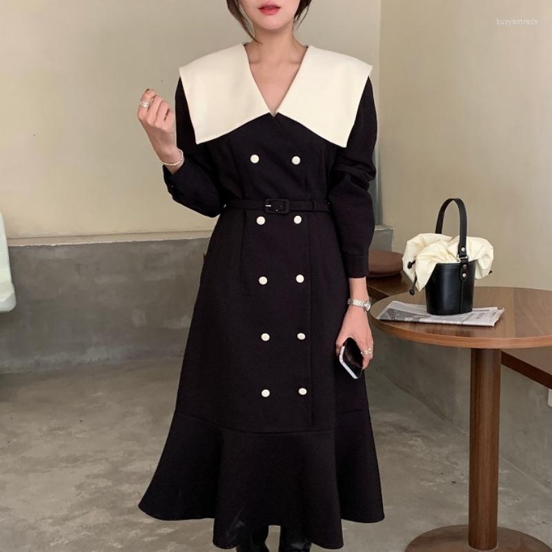 Casual Dresses 2023 Autumn Winter Dress French Style Charm Big Turnover Collar Contrast Double Breasted Waist Slim, Black
Casual Dresses 2023 Autumn Winter Dress French Style Charm Big Turnover Collar Contrast Double Breasted Waist Slim, Black