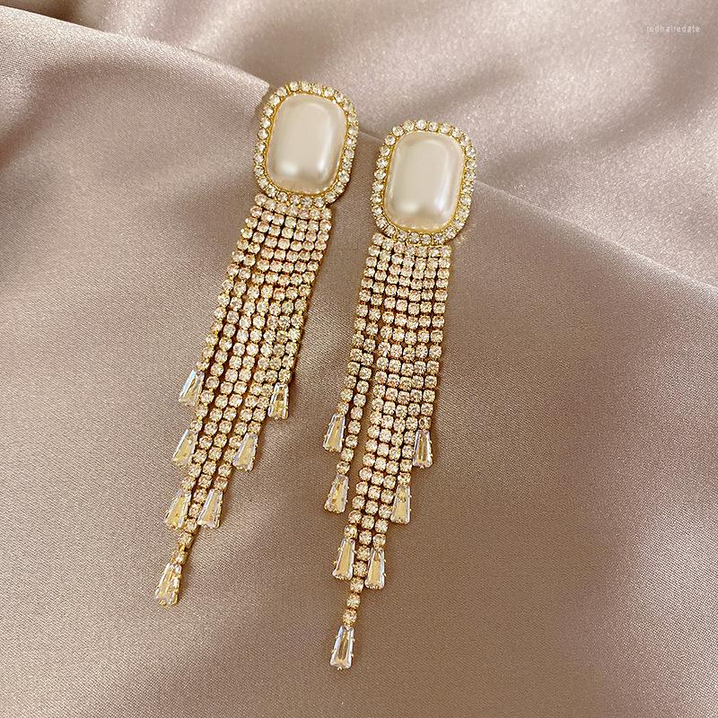 Dangle Earrings Fashion Statement Geometric Pearl Long Full Rhinestone Big For Women Party Crystal Tassel Earings Korean Jewelry
Dangle Earrings Fashion Statement Geometric Pearl Long Full Rhinestone Big For Women Party Crystal Tassel Earings Korean Jewelry