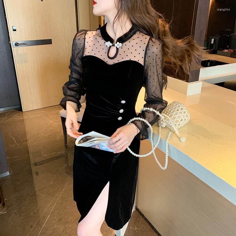 Casual Dresses White Gauze Of Fund 2023 Autumn Winters Pleuche Retro Cheongsam Charge Pockets Hip Split Fold Dress, Black
Casual Dresses White Gauze Of Fund 2023 Autumn Winters Pleuche Retro Cheongsam Charge Pockets Hip Split Fold Dress, Black