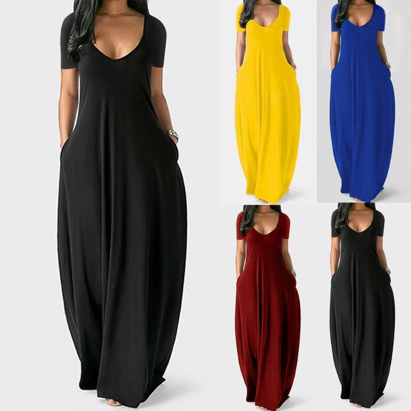Casual Dresses Plus Size Women Dress Deep V-neck Summer Short Sleeve Female Sundress Thin Solid Color A-Line Maxi Streetwear, Blue
Casual Dresses Plus Size Women Dress Deep V-neck Summer Short Sleeve Female Sundress Thin Solid Color A-Line Maxi Streetwear, Blue