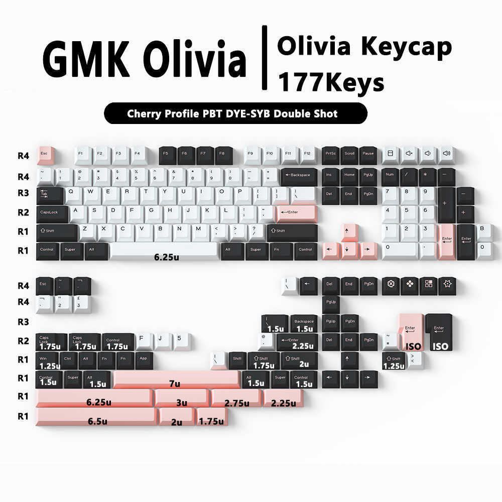 Keyboards KBDiy GMK Keycap Double Shot GMK Olivia Shoko Jamon WOB Red Samurai Botanical PBT Keycaps Cherry Profile for Mechanical Keyboard G230525