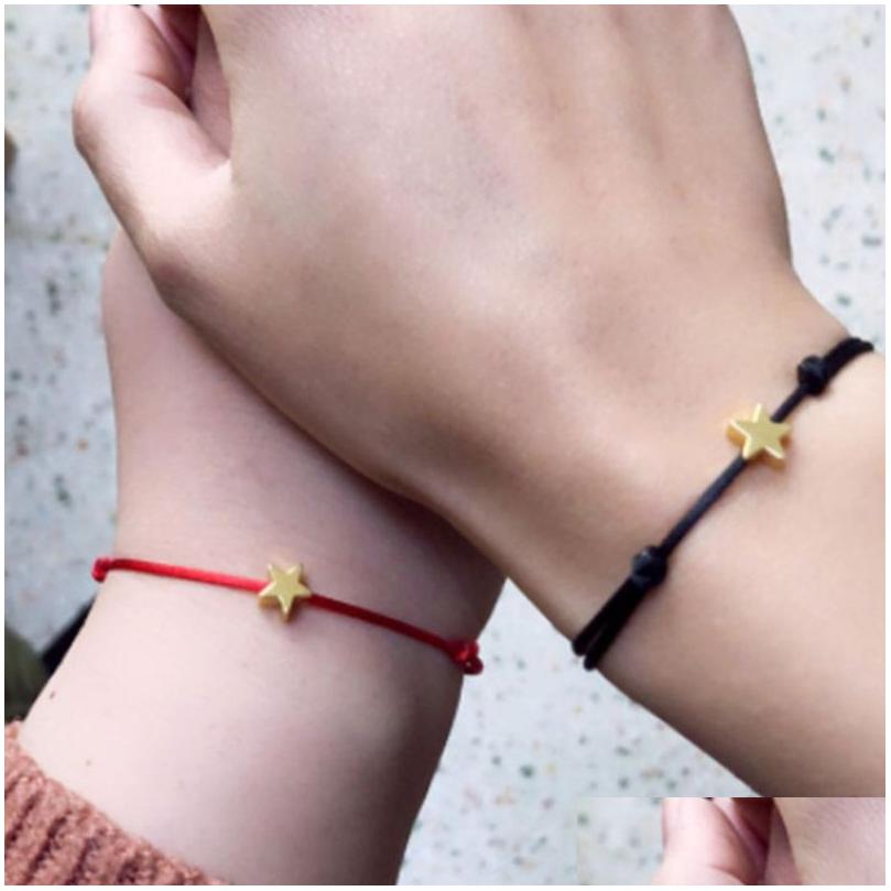 Charm Bracelets Heart Fivepointed Star Bracelet For Women Men Lucky Wax Rope Friendship Red String Couple Jewelry Drop Delivery Dhaqm
Charm Bracelets Heart Fivepointed Star Bracelet For Women Men Lucky Wax Rope Friendship Red String Couple Jewelry Drop Delivery Dhaqm