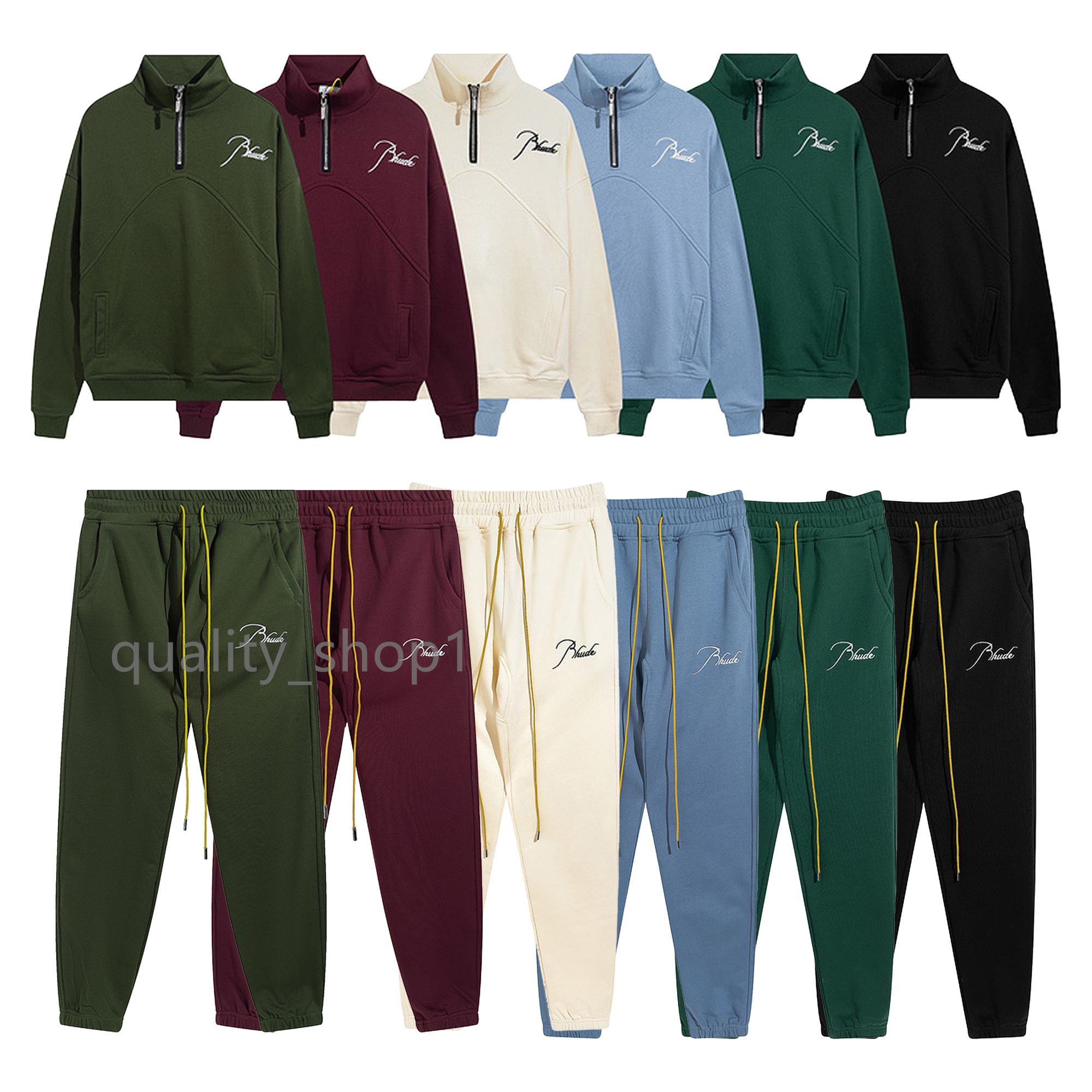 Fashion Mens Womens Designer Brand RHUDE Hoodies half-zip Sweatshirt Sports Pant Cotton Sweatpants Casual Letter Embroidery Streetwear Pullover Tops and Pants
Fashion Mens Womens Designer Brand RHUDE Hoodies half-zip Sweatshirt Sports Pant Cotton Sweatpants Casual Letter Embroidery Streetwear Pullover Tops and Pants