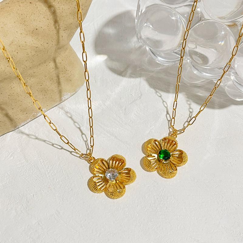 Pendant Necklaces Minar Sweet Shiny CZ Cubic Zirconia Flower 18K Gold Plated Brass Hollow Link Chain Choker Necklace For Women
Pendant Necklaces Minar Sweet Shiny CZ Cubic Zirconia Flower 18K Gold Plated Brass Hollow Link Chain Choker Necklace For Women