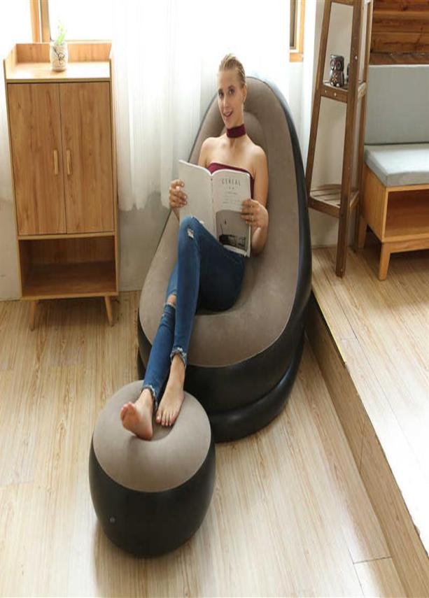 lazy sofa inflatable folding recliner outdoor sofa bed with pedal comfortable flocking single sofa chair pile coating310O