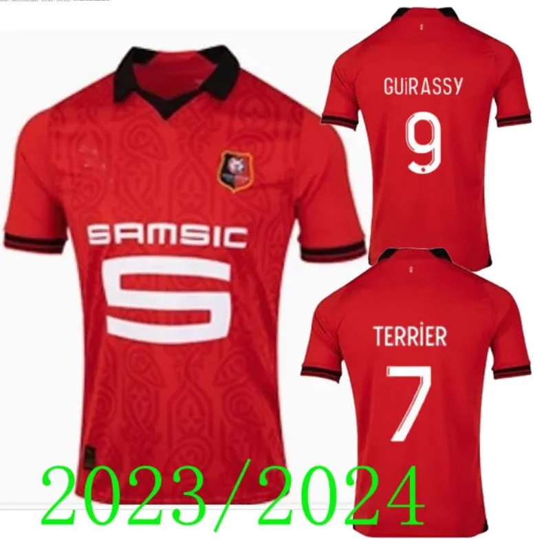 new 23 24 Stade Rennais CAMAVINGA Soccer Jersey DOKU 2024 2023 Rennes BOURIGEAUD Maillots De Foot TRUFFERT TERRIER MAOUASSA NZONZI AGUERD Football Shirt HOME