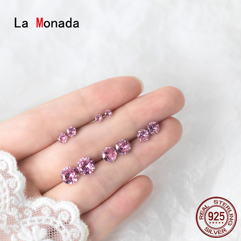 La Monada Stud Earrings 925 Sterling Silver 925 Small Pink Diamond Silver Earrings For Women Silver Pierced Girls Student Shiny
La Monada Stud Earrings 925 Sterling Silver 925 Small Pink Diamond Silver Earrings For Women Silver Pierced Girls Student Shiny