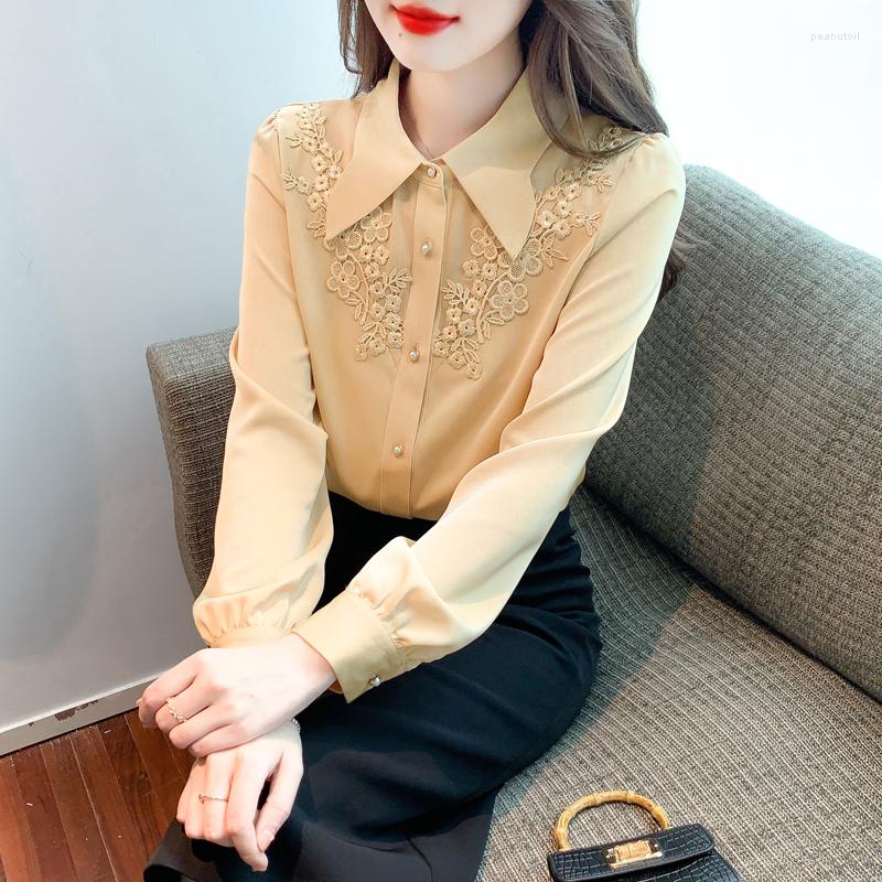 Women' Blouses Spring And Summer Long-sleeved Blouse Chiffon Embroidery Commuting Hollow-out Mujer De Moda Women Tops C013, Ivory
Women' Blouses Spring And Summer Long-sleeved Blouse Chiffon Embroidery Commuting Hollow-out Mujer De Moda Women Tops C013, Ivory