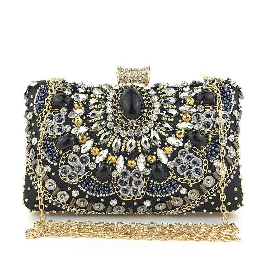 Hengmei Dinner Bag Handmade Pearl Embroidery Dress Diamond Embedded Fashion Womens, Black3
Hengmei Dinner Bag Handmade Pearl Embroidery Dress Diamond Embedded Fashion Womens, Black3