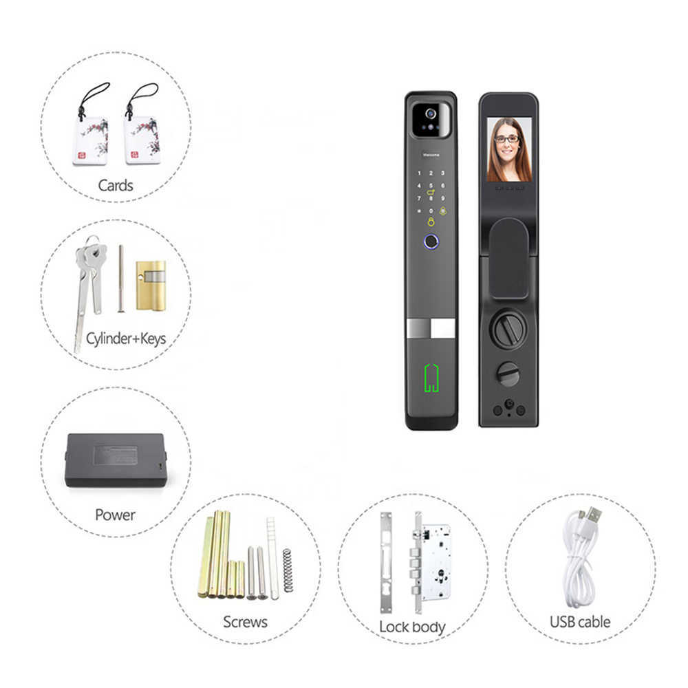 Smart Lock 3D facial recognition Biometric Fingerprint Door Lock Smart Lock Tuya App Remote Unlocking Keyless Lock Electronic Door Lock G230525