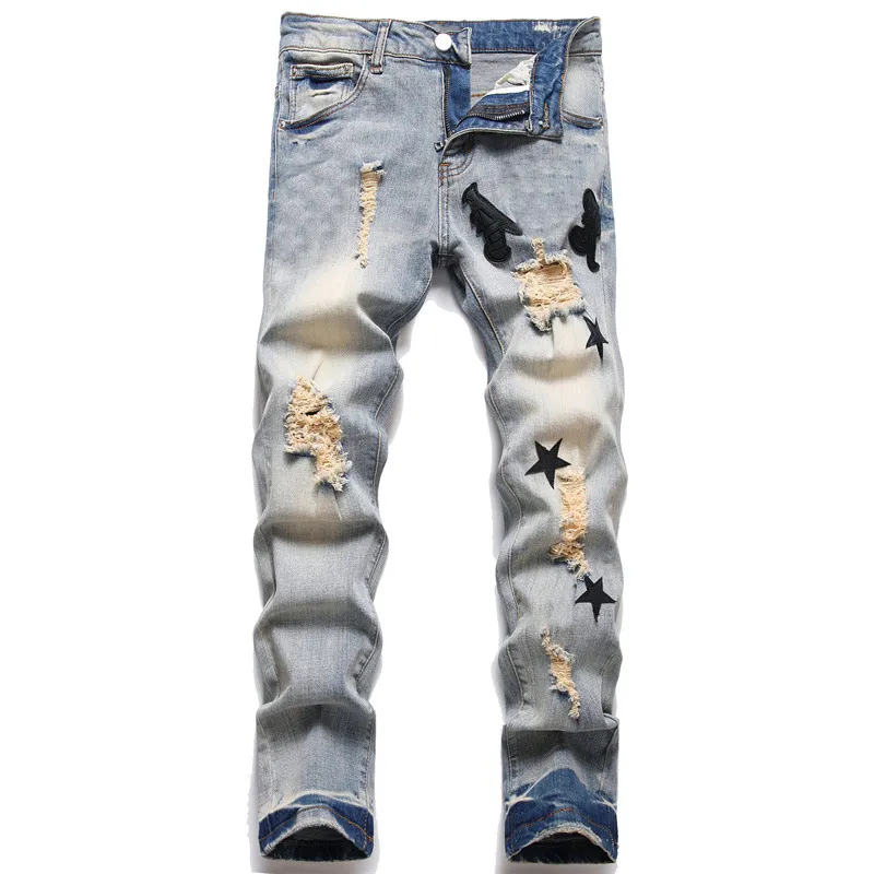 Men's Jeans European Jean Hombre Letter Star Men Embroidery Patchwork Ripped For Trend Brand Motorcycle Pant Mens Skinny 2B4GZ
Men's Jeans European Jean Hombre Letter Star Men Embroidery Patchwork Ripped For Trend Brand Motorcycle Pant Mens Skinny 2B4GZ