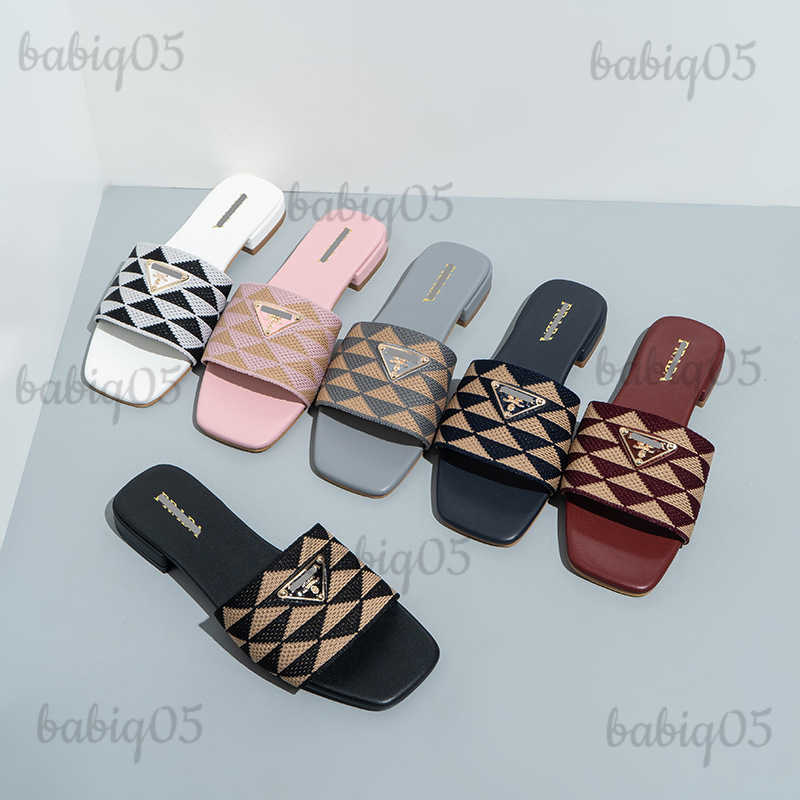 Slippers 2023 P Embroidered Triangle Women Sliders Casual Low Heel Plaid T230526, Claret
Slippers 2023 P Embroidered Triangle Women Sliders Casual Low Heel Plaid T230526, Claret
