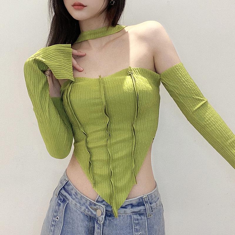 Women' T Shirts Y2K Halter Top Women Autumn Sexy Off Shoulder Long Sleeve Crop Solid Green Slim Tees Streetwear Backless Irregular Shirt
Women' T Shirts Y2K Halter Top Women Autumn Sexy Off Shoulder Long Sleeve Crop Solid Green Slim Tees Streetwear Backless Irregular Shirt