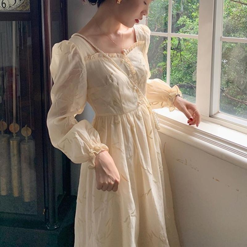 Casual Dresses Spring Summer 2023 Fashion Long Sleeve Kikyo Dress Sweet French Vintage Embroidery Square Neck Women, Beige
Casual Dresses Spring Summer 2023 Fashion Long Sleeve Kikyo Dress Sweet French Vintage Embroidery Square Neck Women, Beige