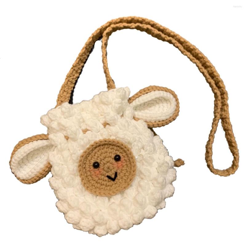 Bow Ties BOMHCS Knitted Art Sheep Wallet Purse Handmade Animal Bag For Women Girl Lady Fashion Storage