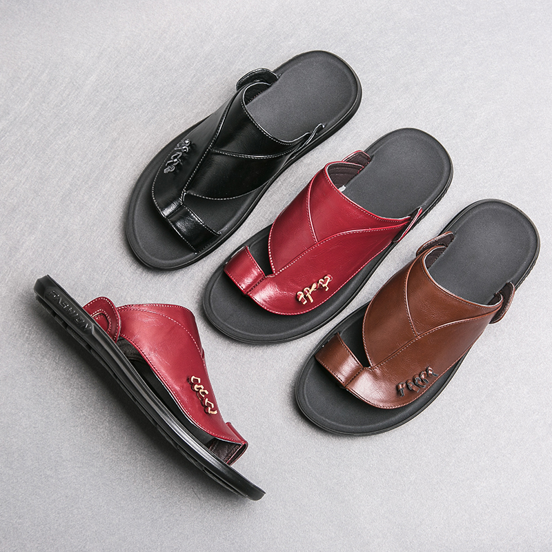Luxury brand designer men's flip-flops derma leather summer outdoor fashion soft bottom comfortable leisure beach sandals, 53330 red 
Luxury brand designer men's flip-flops derma leather summer outdoor fashion soft bottom comfortable leisure beach sandals, 53330 red