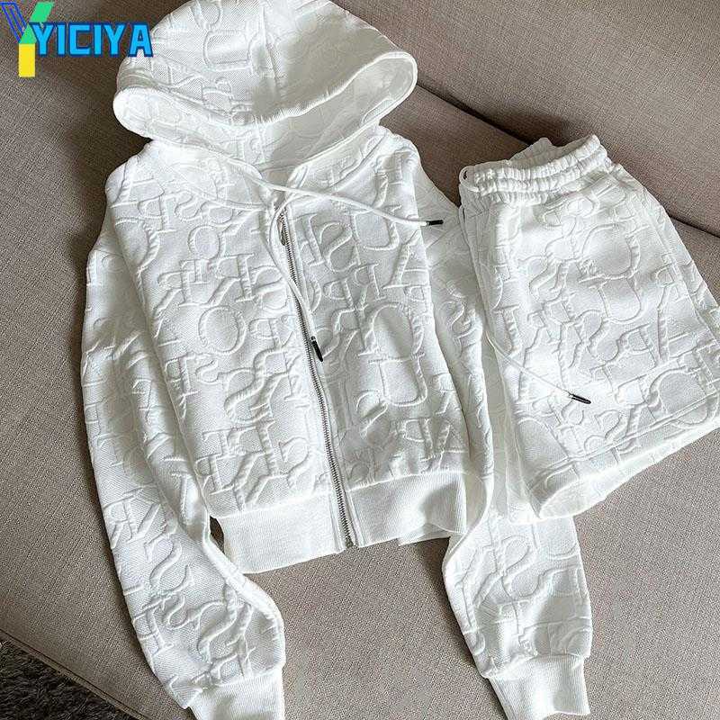 YICIYA 2 Piece Sets Womens Outfits Spring Fashion Skinny Hooded Short Jacket and Shorts Knitted Jacquard Designer Fall Women Clothing, White
YICIYA 2 Piece Sets Womens Outfits Spring Fashion Skinny Hooded Short Jacket and Shorts Knitted Jacquard Designer Fall Women Clothing, White
