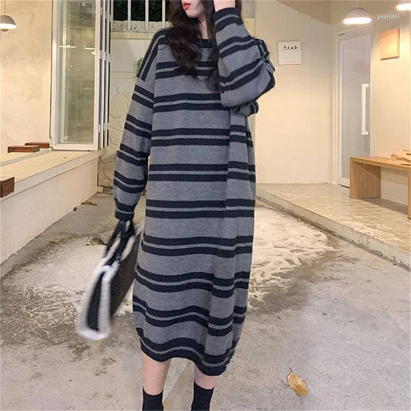 Casual Dresses Hong Kong Style Retro Black And White Striped Knitted Dress For Women Loose All-Matching Long Sleeve Sweater, Apricot
Casual Dresses Hong Kong Style Retro Black And White Striped Knitted Dress For Women Loose All-Matching Long Sleeve Sweater, Apricot