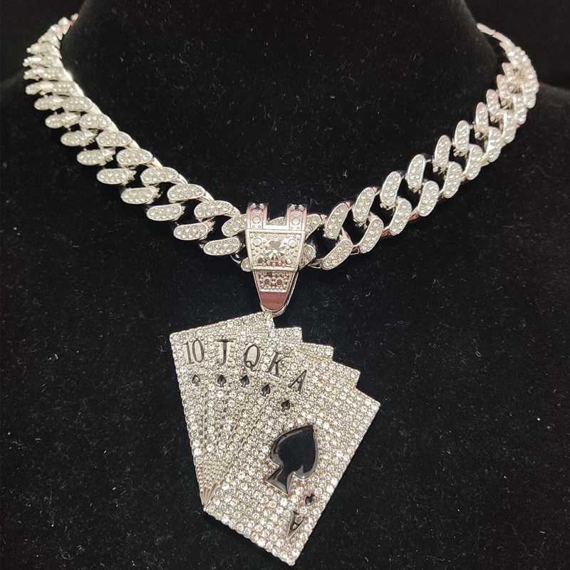 Men Women Hip Hop playing card Pendant Necklace With Crystal Cuban Chain HipHop Iced Out Bling Necklaces Fashion Charm Jewelry
Men Women Hip Hop playing card Pendant Necklace With Crystal Cuban Chain HipHop Iced Out Bling Necklaces Fashion Charm Jewelry