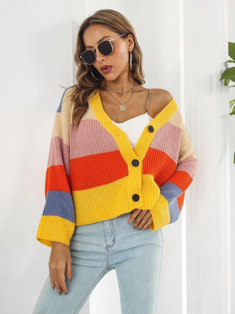 Women' Knits Soon Knit Sweater Contrast Rainbow Stripe Cardigan Jacket Coat Women Stitching Wear, Green
Women' Knits Soon Knit Sweater Contrast Rainbow Stripe Cardigan Jacket Coat Women Stitching Wear, Green