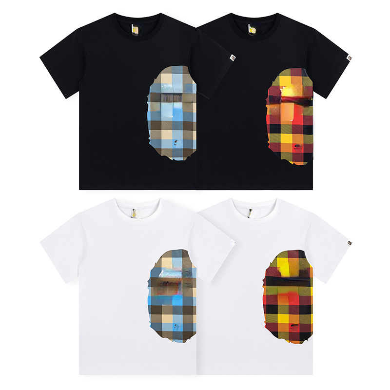 2023 Spring/summer New Side Ape Man Pattern Letter Plaid Printed Tide Brand Short Sleeve T-shirt, White2
2023 Spring/summer New Side Ape Man Pattern Letter Plaid Printed Tide Brand Short Sleeve T-shirt, White2