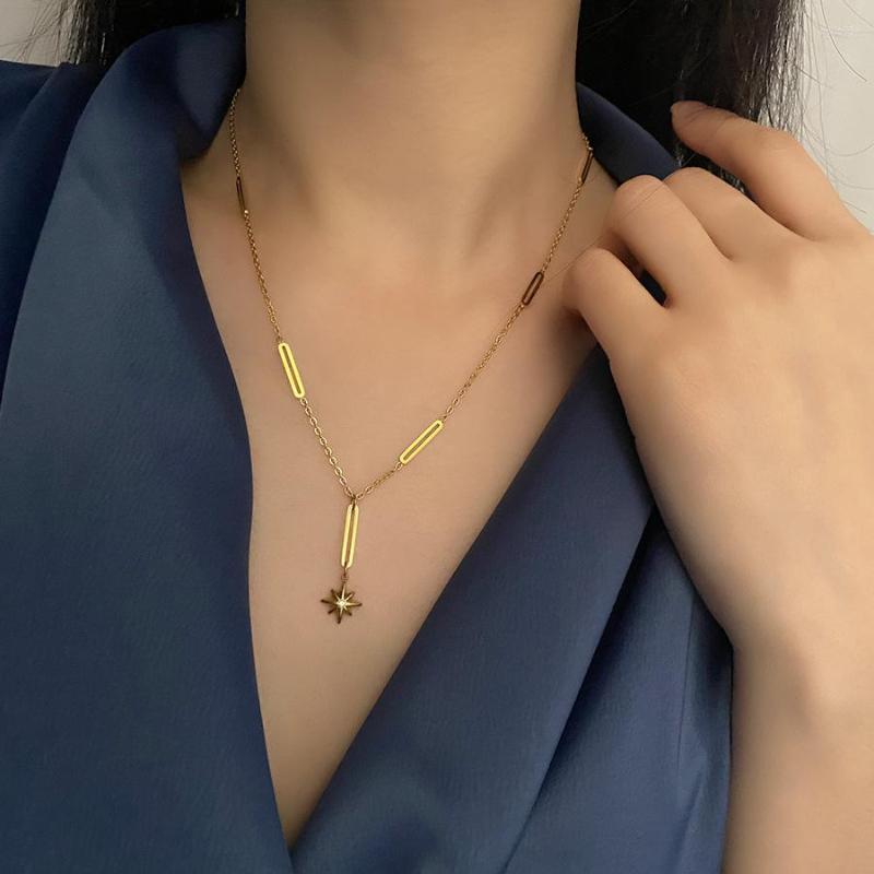Pendant Necklaces Steel Star Pendants Necklace Titanium Fashion Jewelry Stitching Chain Long Tassel Design Femininity Studded Clavicle
Pendant Necklaces Steel Star Pendants Necklace Titanium Fashion Jewelry Stitching Chain Long Tassel Design Femininity Studded Clavicle