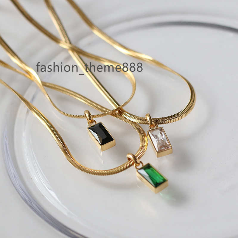 18k Gold Plated Stainless Steel Dainty Jewelry Square Clear AAA CZ Black Green White Zircon Stone Pendant Necklace for Women
18k Gold Plated Stainless Steel Dainty Jewelry Square Clear AAA CZ Black Green White Zircon Stone Pendant Necklace for Women