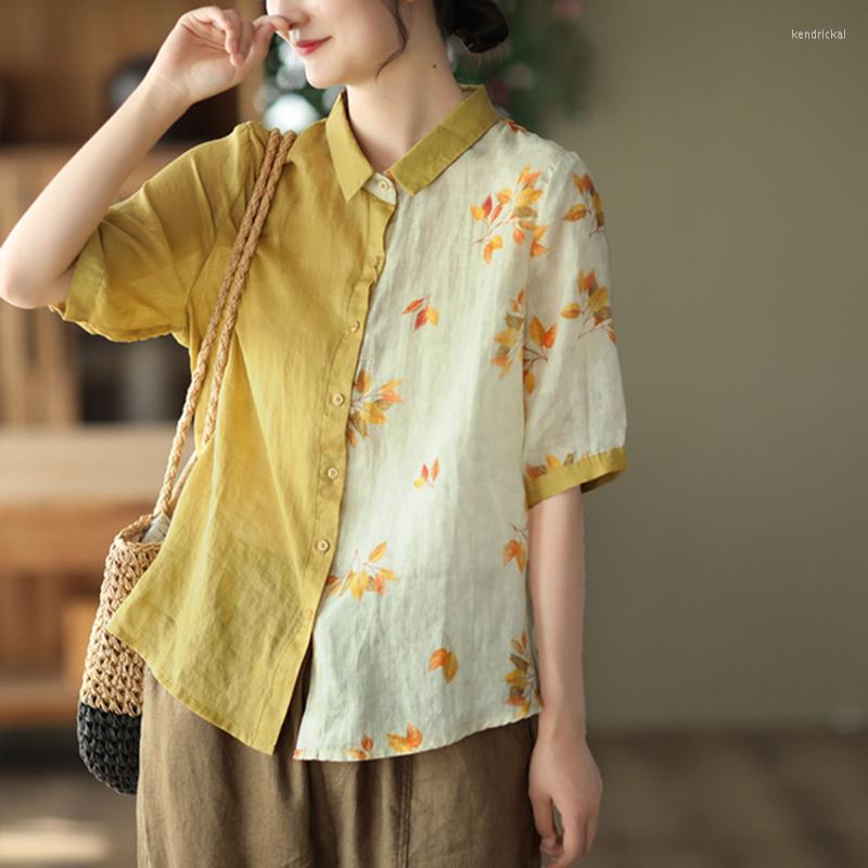 Women's Blouses 2023 Spring Summer Arts Style Women Short Sleeved Single Breasted Casual Shirts Vintage Print Patchwork Cotton Linen Blouse, Black
Women's Blouses 2023 Spring Summer Arts Style Women Short Sleeved Single Breasted Casual Shirts Vintage Print Patchwork Cotton Linen Blouse, Black