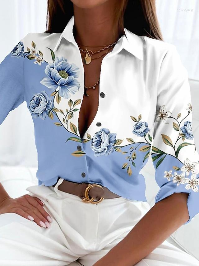 Women's Blouses Fashion Woman Autumn Floral Print Long Sleeve Button Down Casual Turn-Down Collar Daily T-Shirt Streetwear Shirt, Blue
Women's Blouses Fashion Woman Autumn Floral Print Long Sleeve Button Down Casual Turn-Down Collar Daily T-Shirt Streetwear Shirt, Blue