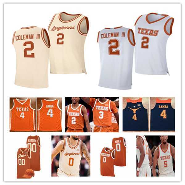 

NCAA Texas Longhorns College Basketball Jerseys Marcus Carr Tyrese Hunter Sir'Jabari Rice Timmy Allen Dillon Mitchell Arterio Morris Dylan Disu Bishop Durant, Man orange