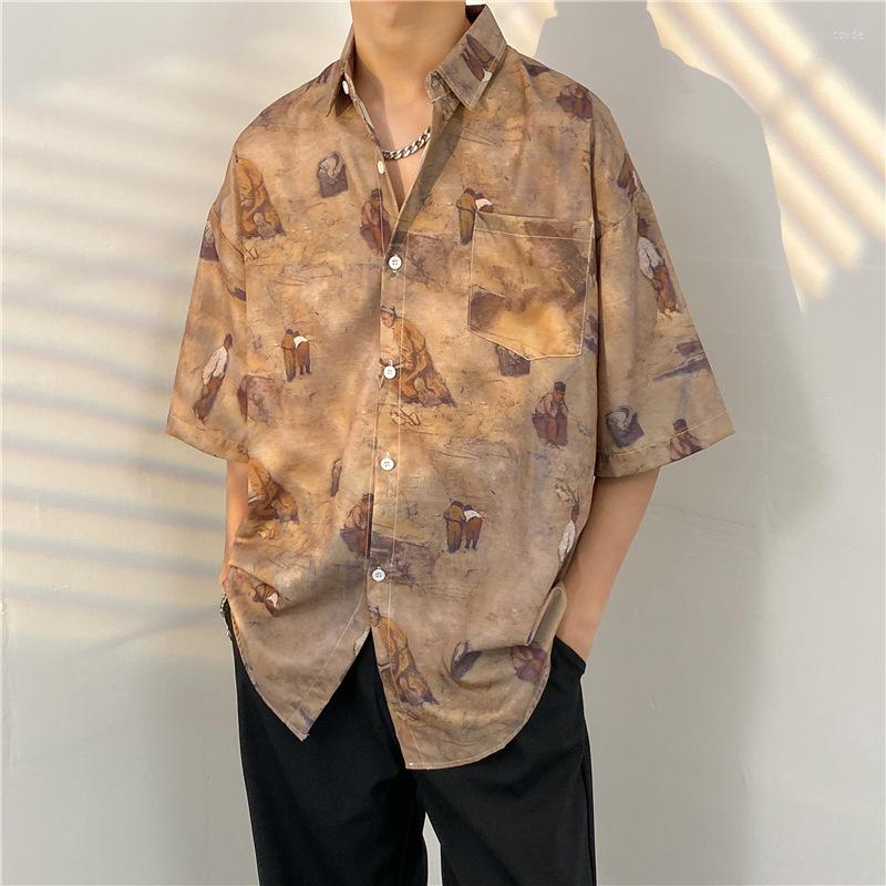 Men's Casual Shirts European And American Street Hip-hop Print Short Sleeved Shirt Jacket Men's Ins Loose Versatile Trend Five Sleeve, Brown
Men's Casual Shirts European And American Street Hip-hop Print Short Sleeved Shirt Jacket Men's Ins Loose Versatile Trend Five Sleeve, Brown
