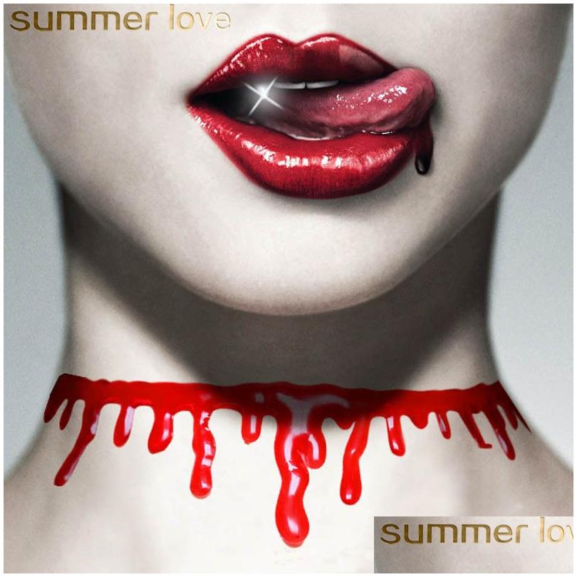 Pendant Necklaces Halloween Decoration Blood Red Choker Necklace Elastic Vintage Stretch Tattoo Women Jewelry Adjustable Resin Short Dhlmq
Pendant Necklaces Halloween Decoration Blood Red Choker Necklace Elastic Vintage Stretch Tattoo Women Jewelry Adjustable Resin Short Dhlmq