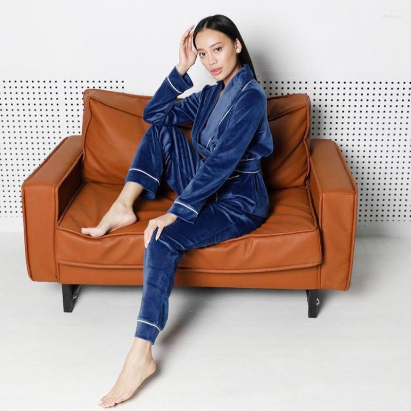 Women' Sleepwear Hiloc Velvet Suit For Women Pajama Robe Sets Knitting Trouser Suits Full-Length Pants Set Woman 2 Pieces Warm 2023, Blue
Women' Sleepwear Hiloc Velvet Suit For Women Pajama Robe Sets Knitting Trouser Suits Full-Length Pants Set Woman 2 Pieces Warm 2023, Blue
