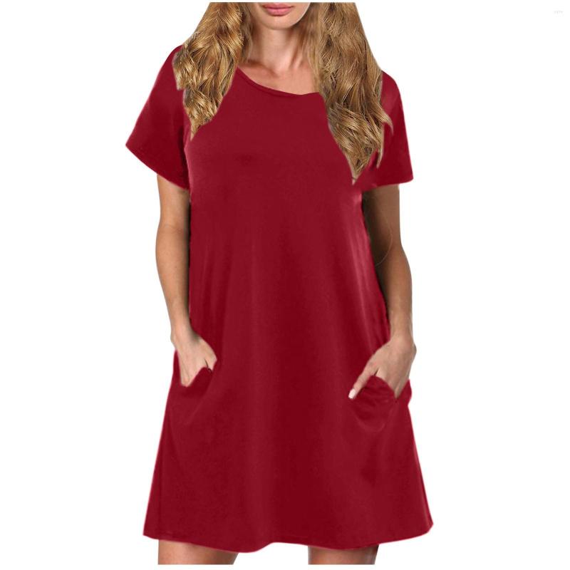 Casual Dresses Fashion Solid Women' Dress O-neck Knee Length A-line With Pockets Loose Party Beach Summer Vestidos, Black
Casual Dresses Fashion Solid Women' Dress O-neck Knee Length A-line With Pockets Loose Party Beach Summer Vestidos, Black
