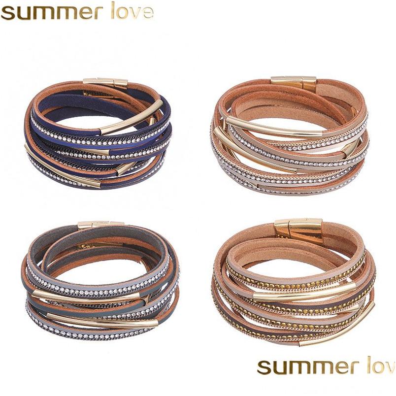 Other Bracelets Vintage Mti Layers Leather Crystal Charm Bracelet With Copper Tube For Women Bangle Wrap Wide Drop Delivery Jewelry Dhaxh
Other Bracelets Vintage Mti Layers Leather Crystal Charm Bracelet With Copper Tube For Women Bangle Wrap Wide Drop Delivery Jewelry Dhaxh