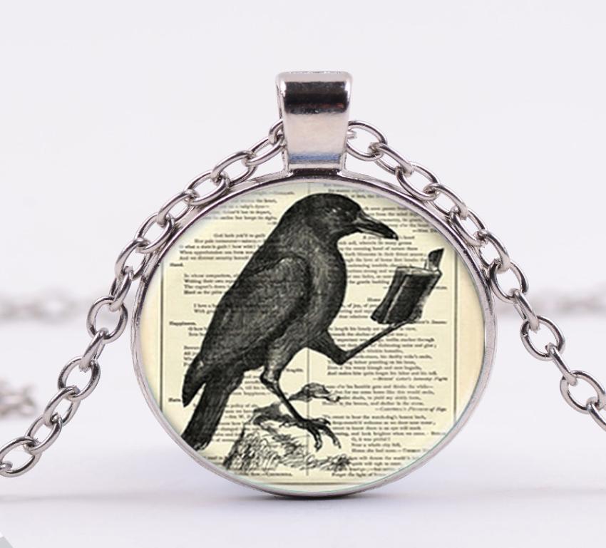 Vintage Raven Reading Book Necklace Smart Bird Crow Po Bronze Plated Glass Cabochon Pendant Handmade Men Women Jewelry5723147
Vintage Raven Reading Book Necklace Smart Bird Crow Po Bronze Plated Glass Cabochon Pendant Handmade Men Women Jewelry5723147