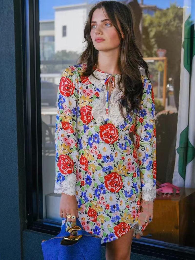 Casual Dresses Lace Patchwork Floral Print Mini 2023 Summer Long Sleeve Lace-up O-Neck Straight Dress Vintage Elegant Luxury Vestidos
Casual Dresses Lace Patchwork Floral Print Mini 2023 Summer Long Sleeve Lace-up O-Neck Straight Dress Vintage Elegant Luxury Vestidos