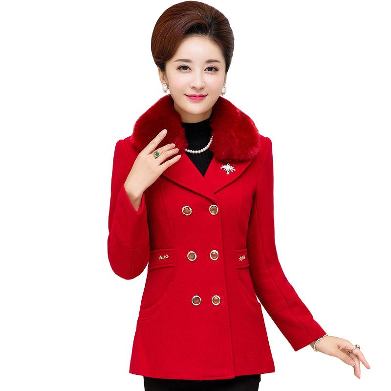 Women's Wool & Blends Women Upscale Woolen Coat Middle-aged Mother Autumn Winter Jacket Femme Fashion Overcoat Mom Female, Red
Women's Wool & Blends Women Upscale Woolen Coat Middle-aged Mother Autumn Winter Jacket Femme Fashion Overcoat Mom Female, Red