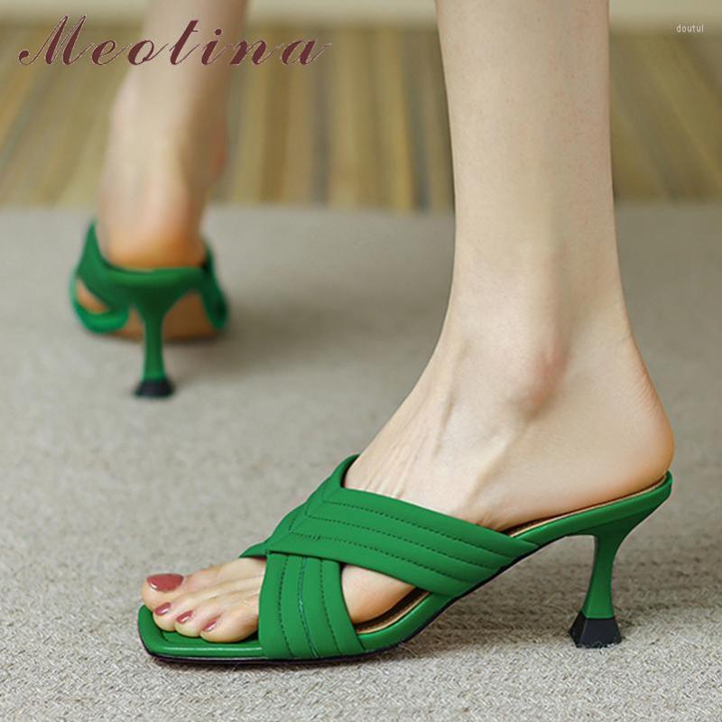 Slippers Meotina Women Genuine Leather Square Toe High Heel Slides Sewing Strange Style Ladies Fashion Autumn Spring Shoes Green, Beige
Slippers Meotina Women Genuine Leather Square Toe High Heel Slides Sewing Strange Style Ladies Fashion Autumn Spring Shoes Green, Beige