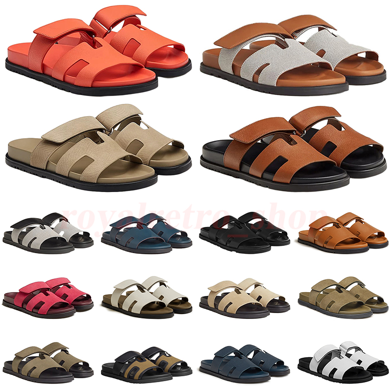 Designer Chypre Sandals Men Women Top Quality Leather Sandal Suede Slippers Thick Bottom Flip Flops Summ Marine Green Calfskin Slipper Slide