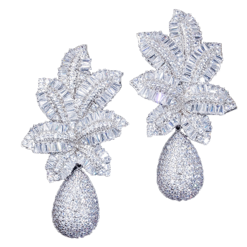 Luxurious Charm Big Pineapple Earring Designer for Woman Wedding AAA Cubic Zirconia Diamond 925 Sterling Silver Post 18k Gold Earrings Jewelry Anniver