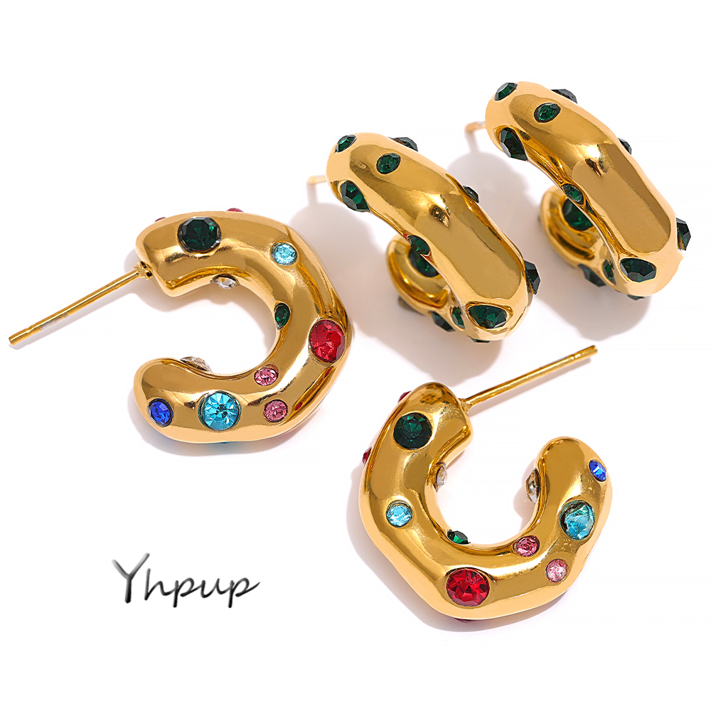 Yhpup Colorful Cubic Zirconia Stainless Steel Hoop Earrings for Women Temperament Charm Metal Trendy Waterproof Jewelry
Yhpup Colorful Cubic Zirconia Stainless Steel Hoop Earrings for Women Temperament Charm Metal Trendy Waterproof Jewelry
