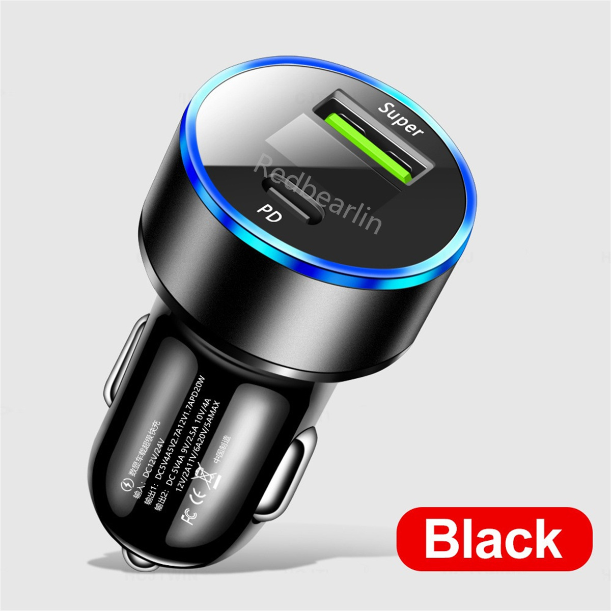 PD Car Charger 20W Fast Charging Car Phone Charger With LED Display For iPhone 12 13 14 15 16 Xiaomi Huawei Samsung USB Type C Charger In Car