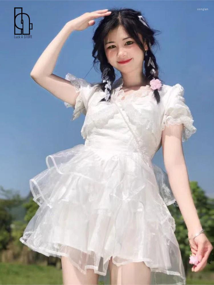 Casual Dresses Summer White Kawaii Sweet Dress Women Lace Japanese Lolita Cute Party Mini Puff Sleeve Korean Style Fairy 2023
Casual Dresses Summer White Kawaii Sweet Dress Women Lace Japanese Lolita Cute Party Mini Puff Sleeve Korean Style Fairy 2023