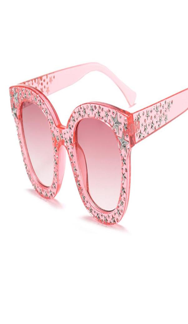 

2018 Oversized Pink Crystal Embellished Sunglasses Men Women Retro Vintage Big Square Frame Sun Glasses Shades UV400 L621601822