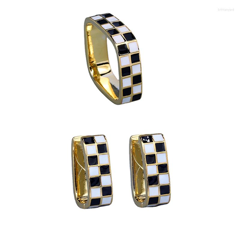 Necklace Earrings Set Classic Jewelry For Women Checkerboard Simple Black And White Plaid Open Ring Handmade Luxury, Picture shown
Necklace Earrings Set Classic Jewelry For Women Checkerboard Simple Black And White Plaid Open Ring Handmade Luxury, Picture shown