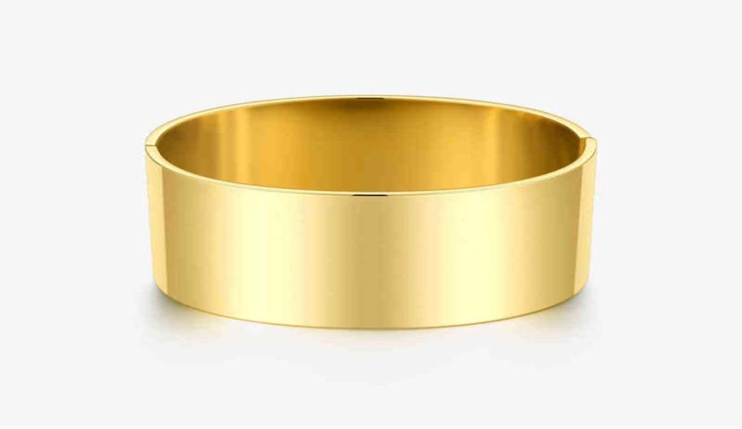 Bangle enfashion Wide Smooth Bracelets Minimalist Stainless Steel Gold Color for Women Accessories Fashion Jewelry 2203221521392